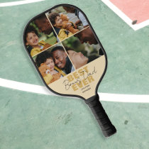 Modern Best Ever Bonus Dad | Photo Collage Pickleball Paddle