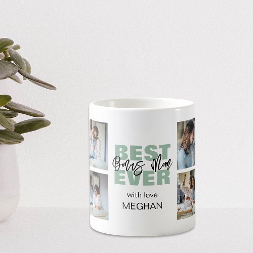 Modern Best Ever Bonus Mom  Photo Collage Coffee Mug