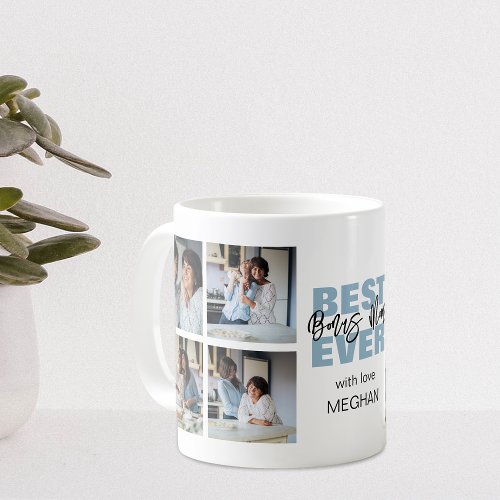 Modern Best Ever Bonus Mom  Photo Collage Coffee Mug