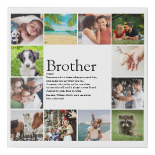 Modern Best Ever Brother Definition 12 Photo Fun Faux Canvas Print