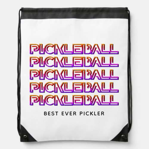 Modern Best Ever Pickler PICKLEBALL Drawstring Bag