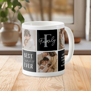 Modern Best Family Ever 5 Photo Collage Coffee Mug
