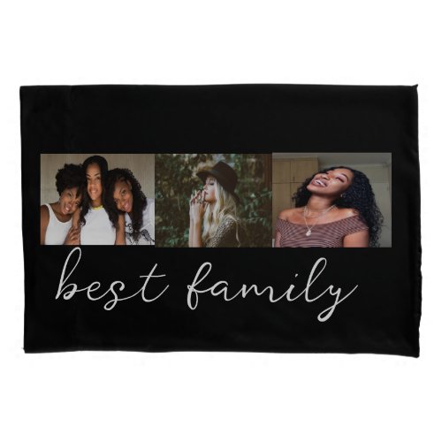 Modern Best Family Photo Collage Black  Pillow Case