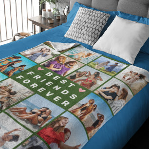 Modern Best Forever Friends: Photo Collage Custom Fleece Blanket