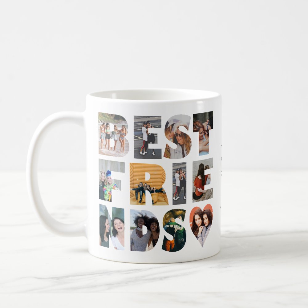 Modern Best Friends Custom Photo Collage BFF Besties Coffee Mug