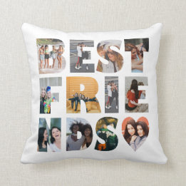 Modern Best Friends 12 Photo Collage BFF Besties Throw Pillow