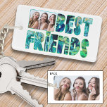 Modern BEST FRIENDS 2 Photos Teal Turquoise Keychain<br><div class="desc">Create your own unique and memorable photo keychain featuring 2 pictures for your besties or BFF with this fun typography title design of BEST FRIENDS in multi-color tones of teal, turquoise, blue and green watercolor on one side and a full-bleed photo on the back. ASSISTANCE: For help with design modification,...</div>