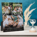 Modern Best Friends 3 Photo Collage & Custom Text Plaque<br><div class="desc">Commemorate a friendship with this beautiful photo collage plaque featuring 3 favorite photos, with “best friends” in the center in white hand lettered calligraphy script lettering. Personalize with a bestie quote thats personal and you unique to you or keep the one from the template. Add names for that extra special...</div>