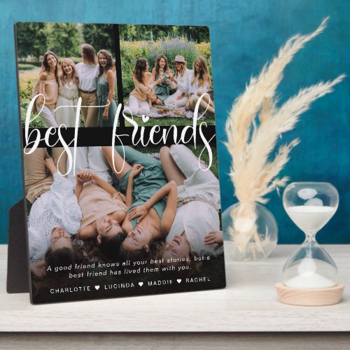 Modern Best Friends 3 Photo Collage  Custom Text Plaque