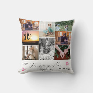 Modern Best Friends 4-Ever 6 Photo Collage  Throw Pillow