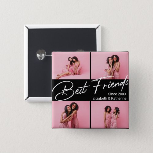 Modern Best Friends 4 Photo Collage Gift Button