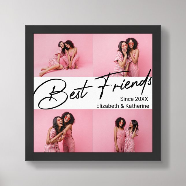 Modern Best Friends 4 Photo Collage Gift Framed Art (Framed Front)