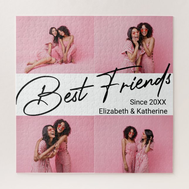 Modern Best Friends 4 Photo Collage Gift Jigsaw Puzzle (Vertical)