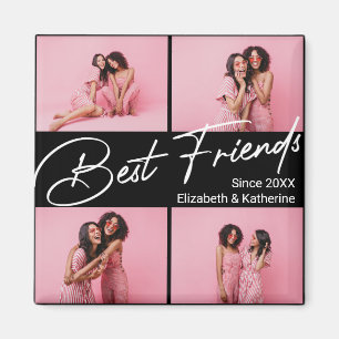 Modern Best Friends 4 Photo Collage Gift Magnet