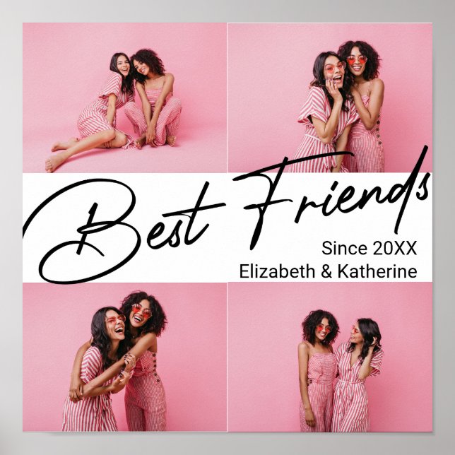 Modern Best Friends 4 Photo Collage Gift Poster (Front)