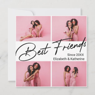 Modern Best Friends 4 Photo Collage Gift Thank You Card