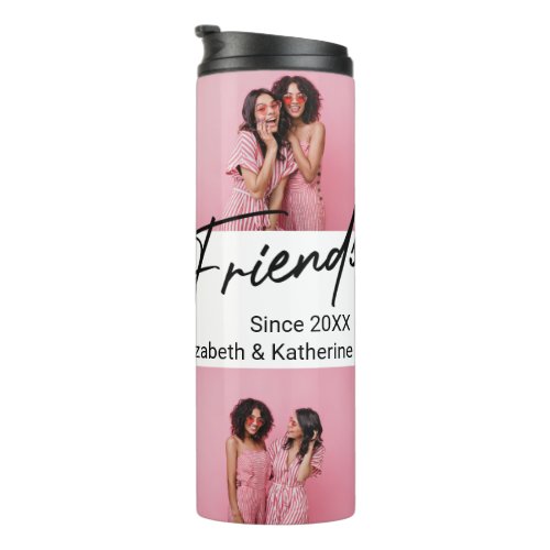 Modern Best Friends 4 Photo Collage Gift Thermal Tumbler