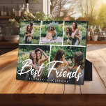 Modern 'Best Friends' 5 Photo Collage Gift Plaque<br><div class="desc">Create your own best friends photo plaque using this modern 5 picture grid template. Design features white bold script font that reads 'Best Friends' and the option to add name/s. Simply upload your own photographs and customize the text to make a fabulous bestie gift! PHOTO TIP: Crop photos before uploading...</div>
