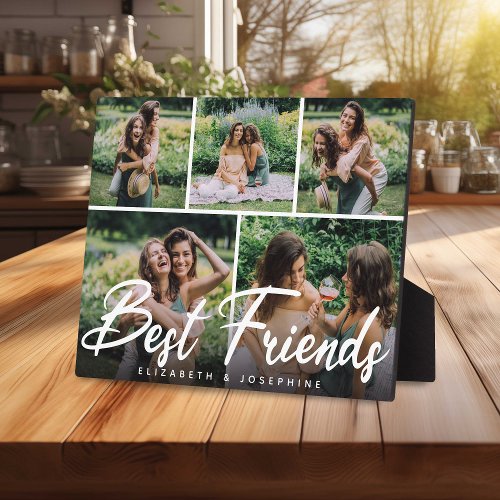 Modern Best Friends 5 Photo Collage Gift Plaque