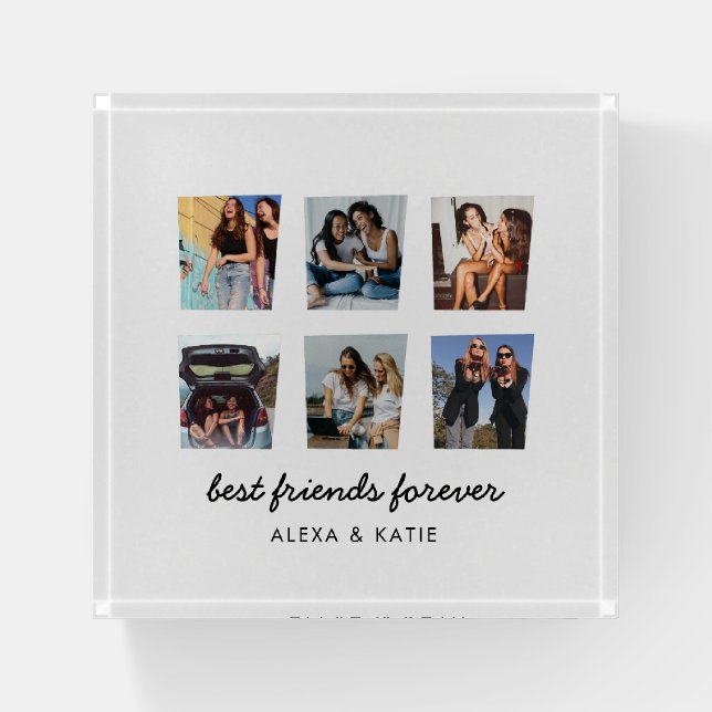Modern Best Friends 6 Photo Collage Paperweight (Front)