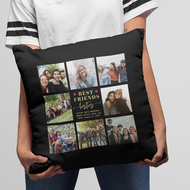 Modern best friends 8 photo collage keepsake throw pillow (Creator Uploaded)