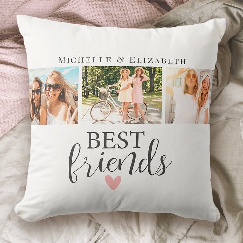 Modern Best Friends Best Friends Photo Collage Throw Pillow