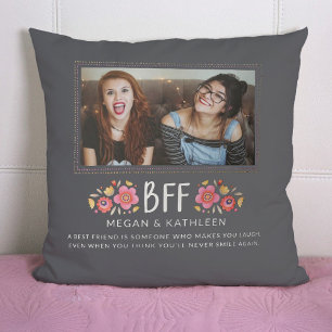 Modern Best Friends Besties Photo Throw Pillow
