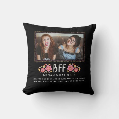 Modern Best Friends Besties Photo Throw Pillow