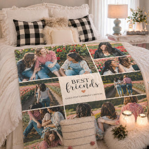 Modern Best Friends BFF 8 Collage Photo Sherpa Blanket