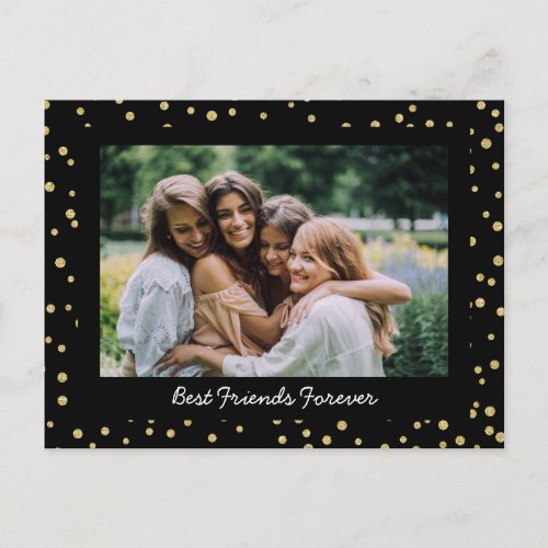 Modern Best Friends BFF Besties Photo Black Gold  Postcard