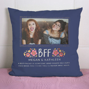 Modern Best Friends BFF Photo Throw Pillow