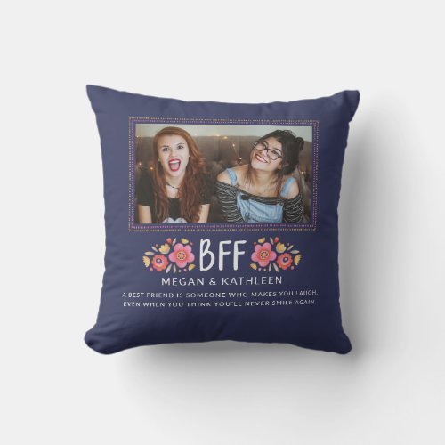 Modern Best Friends BFF Photo Throw Pillow