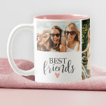 Modern Best Friends Chic Script Photo Two-Tone Coffee Mug<br><div class="desc">A best friends photo collage mug with room for 3 photo. Personalize it with photos of your besties. Designed for you by Blackberry Boulevard.</div>