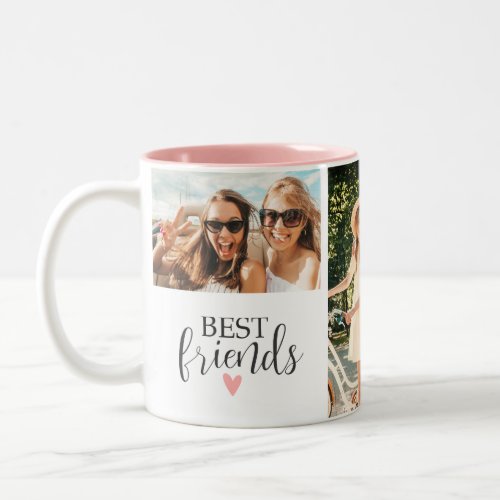 Modern Best Friends Chic Script Photo Two_Tone Coffee Mug