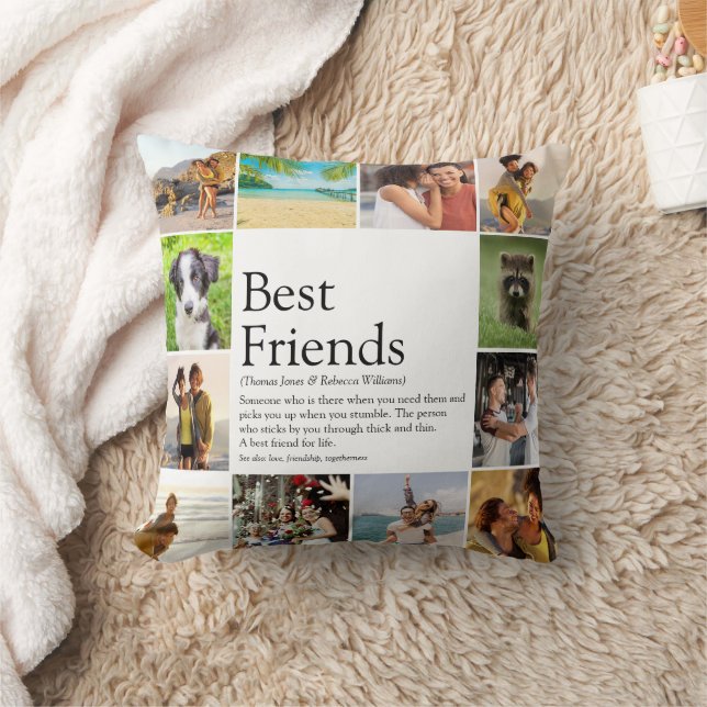 Modern Best Friends Definition Photo Collage Throw Pillow (Blanket)