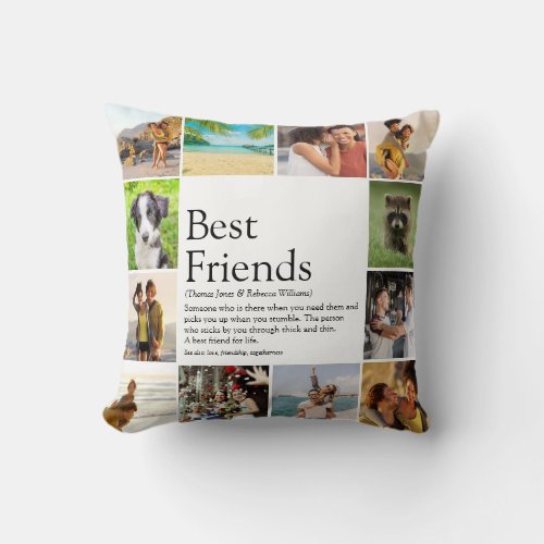 Modern Best Friends Definition Photo Collage Throw Pillow