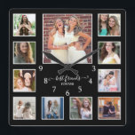 Modern Best Friends Forever 11 Photo Collage Black Square Wall Clock<br><div class="desc">Trendy and modern photo clock to personalize with 11 photos as a 
custom photo gift for your best friend. The photo frame  template helps you treasure your special moments spent together.</div>