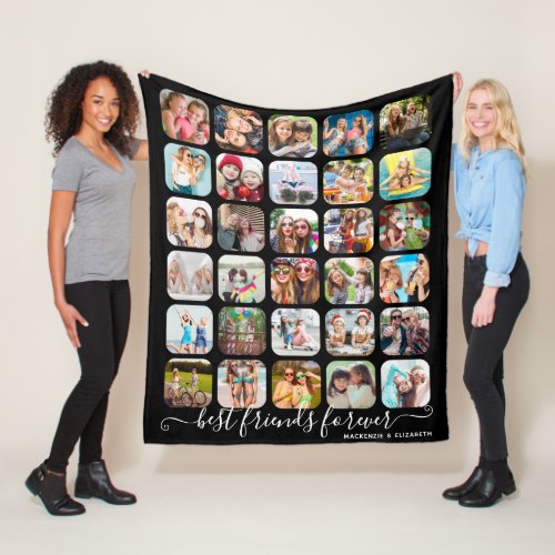 Modern BEST FRIENDS FOREVER 30 Photo Collage Fleece Blanket