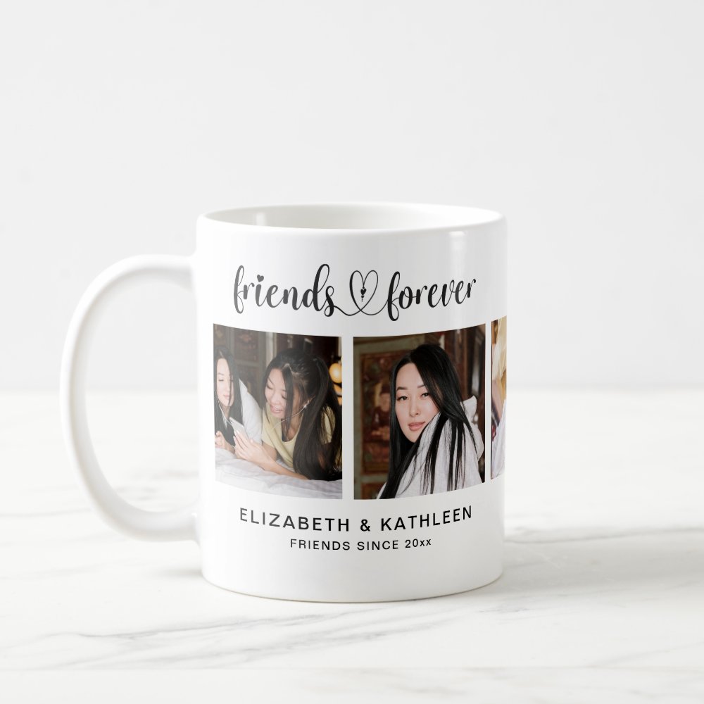 Modern Best Friends Forever Custom Photo Collage Coffee Mug