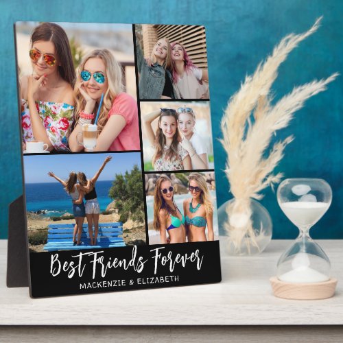 Modern BEST FRIENDS FOREVER 5 Photo Collage Plaque