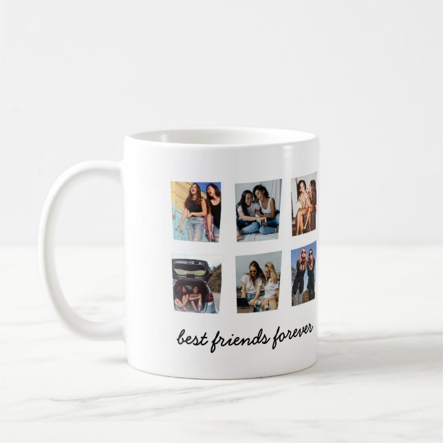 Modern Best Friends Forever 6 Photo Collage Throw Coffee Mug (Left)