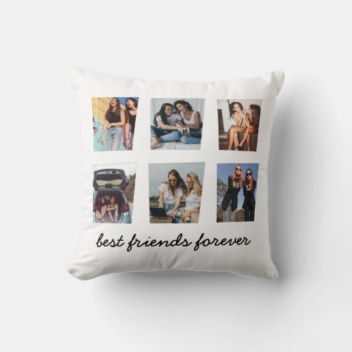 Modern Best Friends Forever 6 Photo Collage Throw Pillow