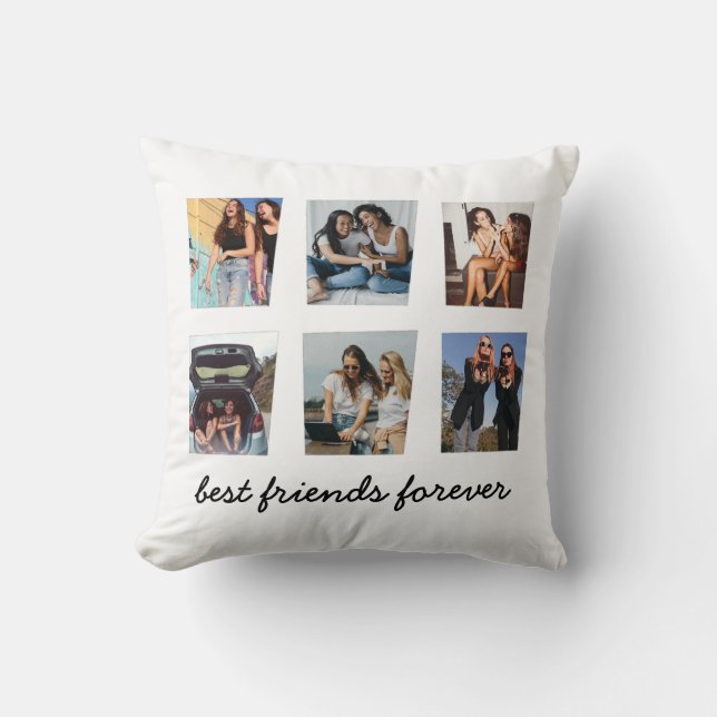 Modern Best Friends Forever 6 Photo Collage Throw Throw Pillow (Front)
