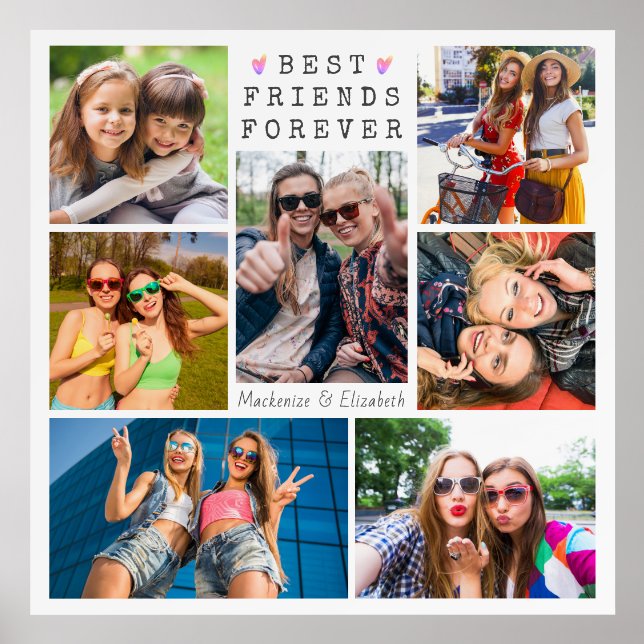 Modern BEST FRIENDS FOREVER 7 Photo Collage Holder (Front)
