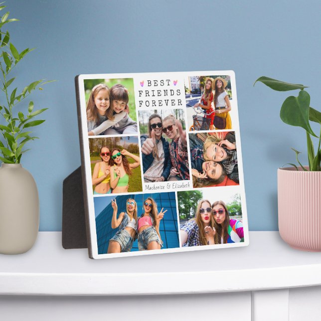 Modern BEST FRIENDS FOREVER 7 Photo Collage Plaque (Creator Uploaded)
