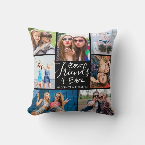 Modern BEST FRIENDS FOREVER 7 Photo Collage Throw  Throw Pillow