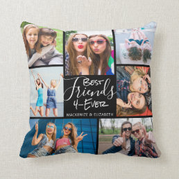 Modern BEST FRIENDS FOREVER 7 Photo Collage Throw  Throw Pillow