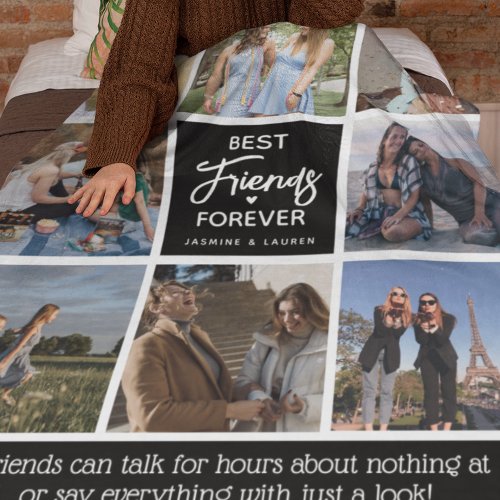 Modern Best Friends Forever 8 Photo Collage Fleece Blanket