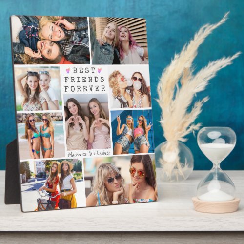 Modern BEST FRIENDS FOREVER 9 Photo Collage Plaque