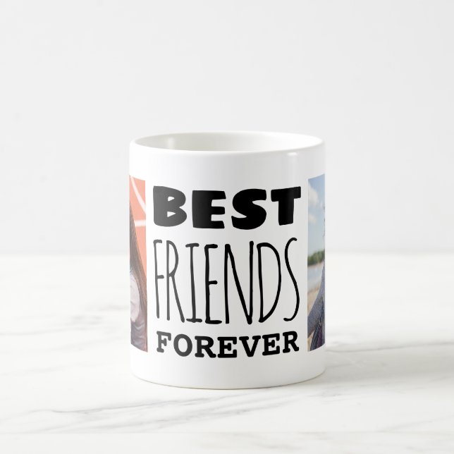 Modern Best Friends Forever Bold Typography Photo Coffee Mug (Center)